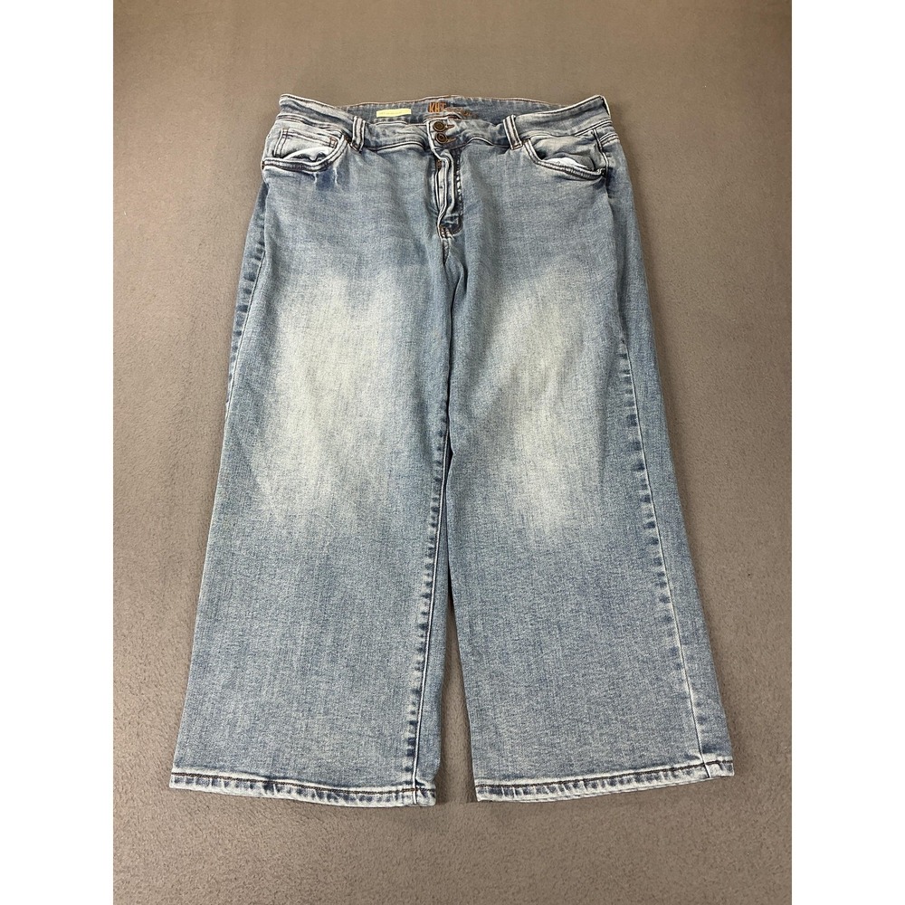 KUT From The Kloth Lucy Jeans Womens 18 Light Wash High Rise Wide Leg Crop Denim